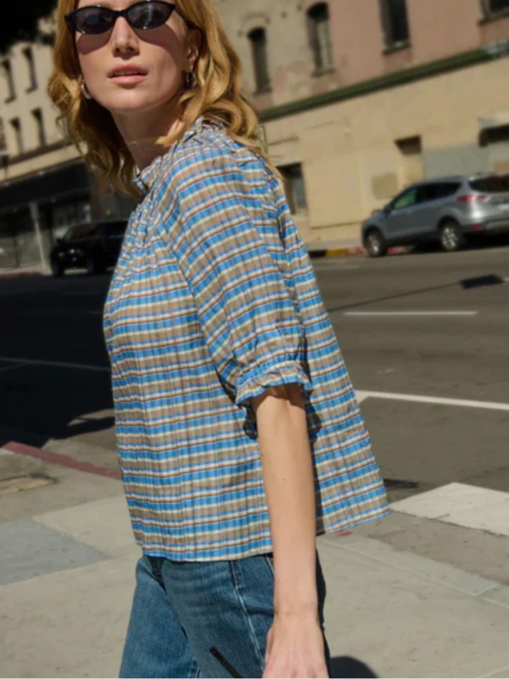 ANTHROPOLOGIE Nation LTD Whitney Top - Coastal Plaid NWT